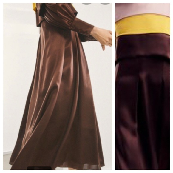 NWT. Massimo Dutti Silk Brown Maxi Dress. Size 6. - Picture 4 of 9